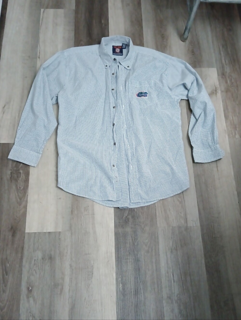 Light Blue Florida Gators Striped Men’s Button-Down Shirt